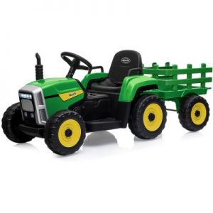 ROVO KIDS Electric Battery Operated Ride On Tractor Toy, Remote Control, Green and Yellow
