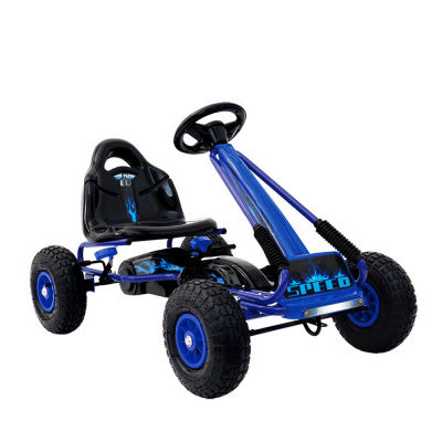 Kids Pedal Go Kart Car Ride On Toys Racing Bike Rubber Tyre Adjustable Seat Blue