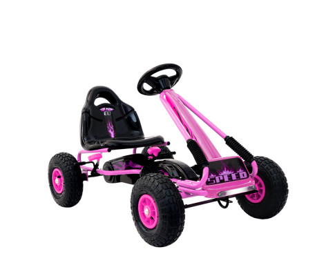 Kids Pedal Go Kart Car Ride On Toys Racing Bike Rubber Tyre Adjustable Seat Pink