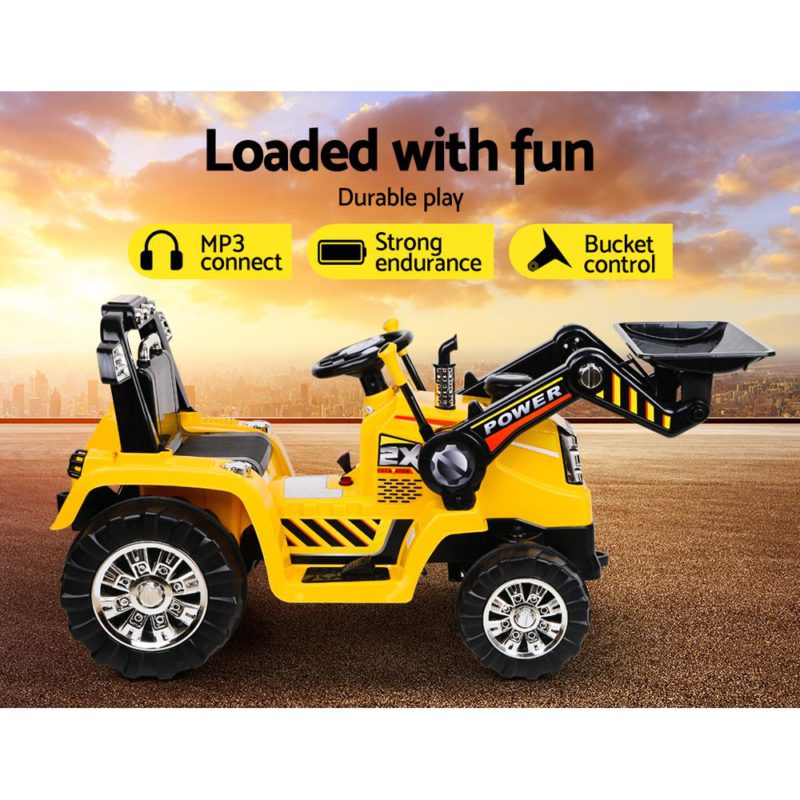 Kids Ride On Bulldozer Digger Electric Car Yellow