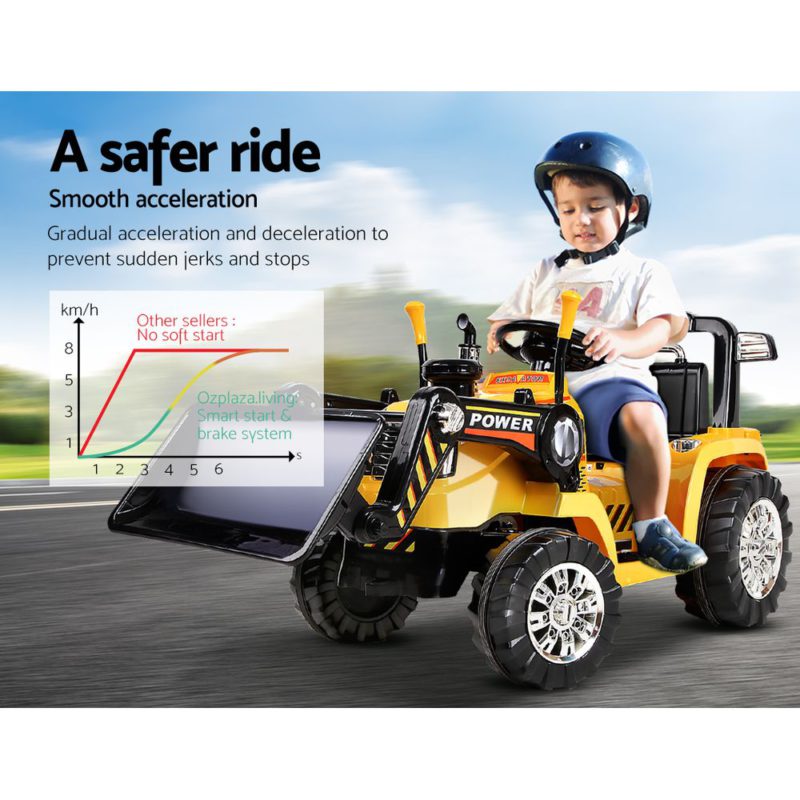 Kids Ride On Bulldozer Digger Electric Car Yellow