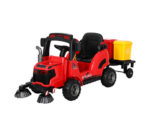 Kids Ride On Car Street Sweeper Truck w/Rotating Brushes Garbage Cans Red