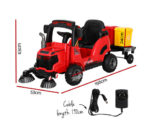 Kids Ride On Car Street Sweeper Truck w/Rotating Brushes Garbage Cans Red