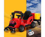 Kids Ride On Car Street Sweeper Truck w/Rotating Brushes Garbage Cans Red