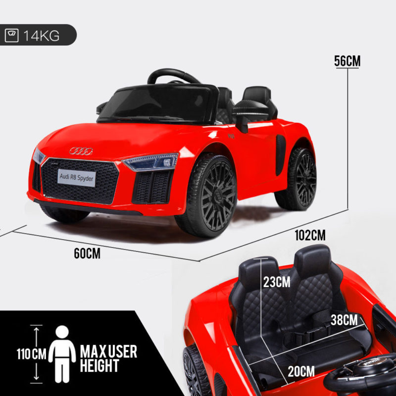 Audi R8 Spyder Kids Licensed Ride On Car - Red