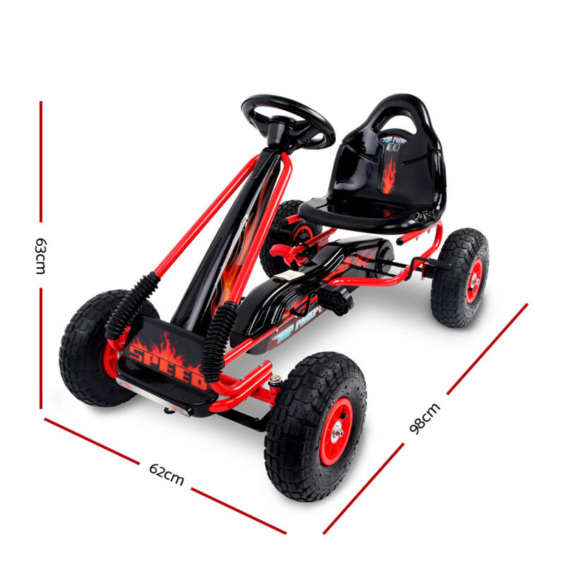 Kids Pedal Go Kart Ride On Toys Racing Car Rubber Tyre Red