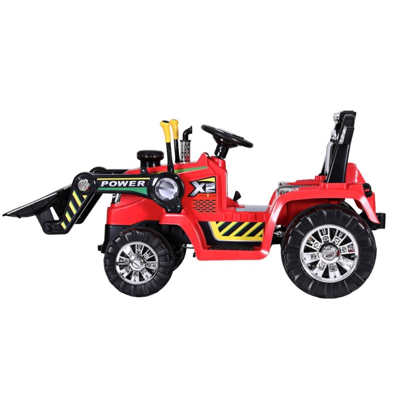 Kids Electric Ride On Car Bulldozer Digger Loader Remote 6V Red