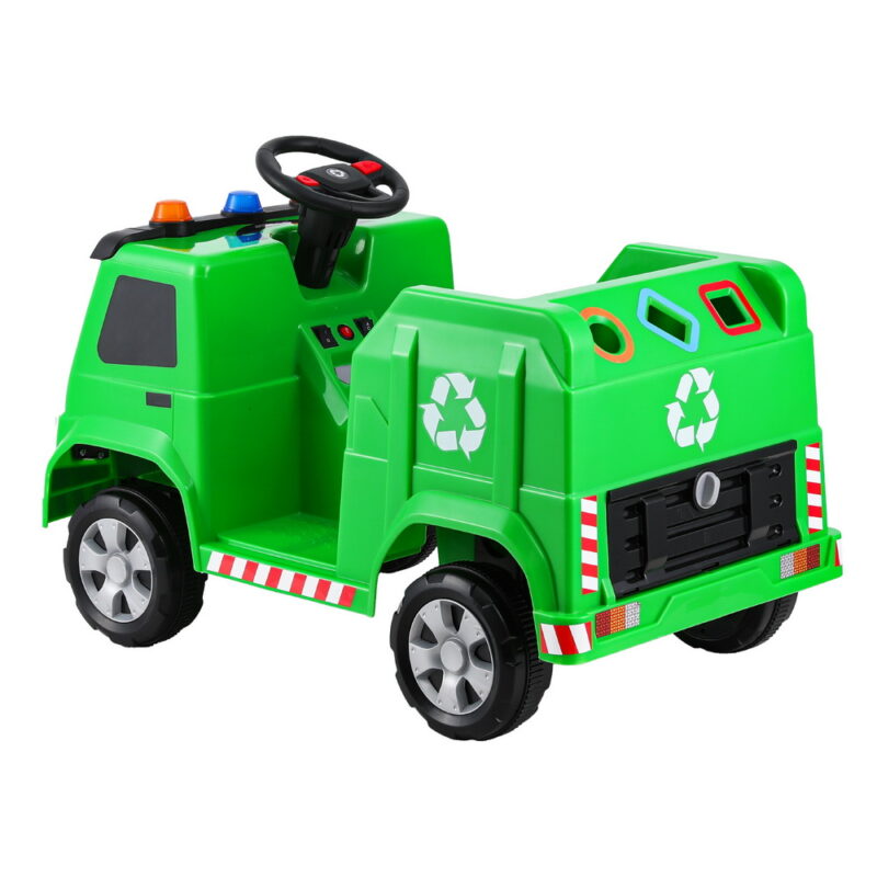 Kids Ride On Car Garbage Truck Police Light 12V Electric Toys Cars Green