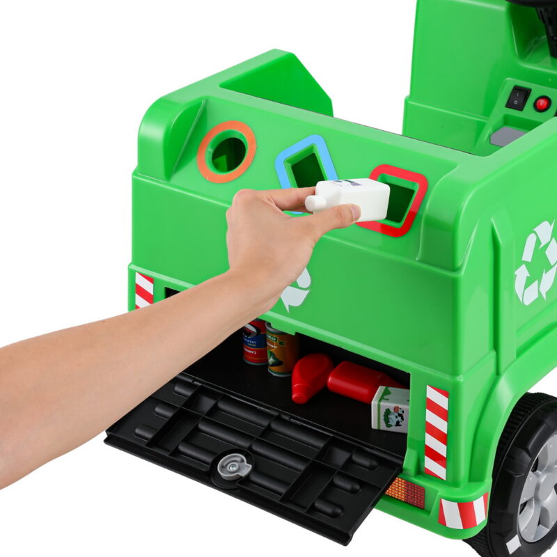 Kids Ride On Car Garbage Truck Police Light 12V Electric Toys Cars Green