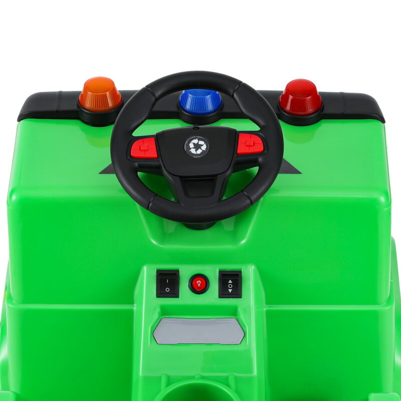 Kids Ride On Car Garbage Truck Police Light 12V Electric Toys Cars Green