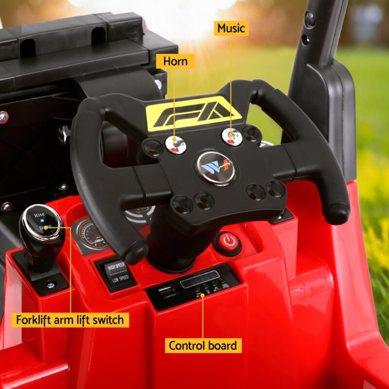 Kids Electric Ride On Car Forklift Loader Toys Cars Horn Remote 12V Red