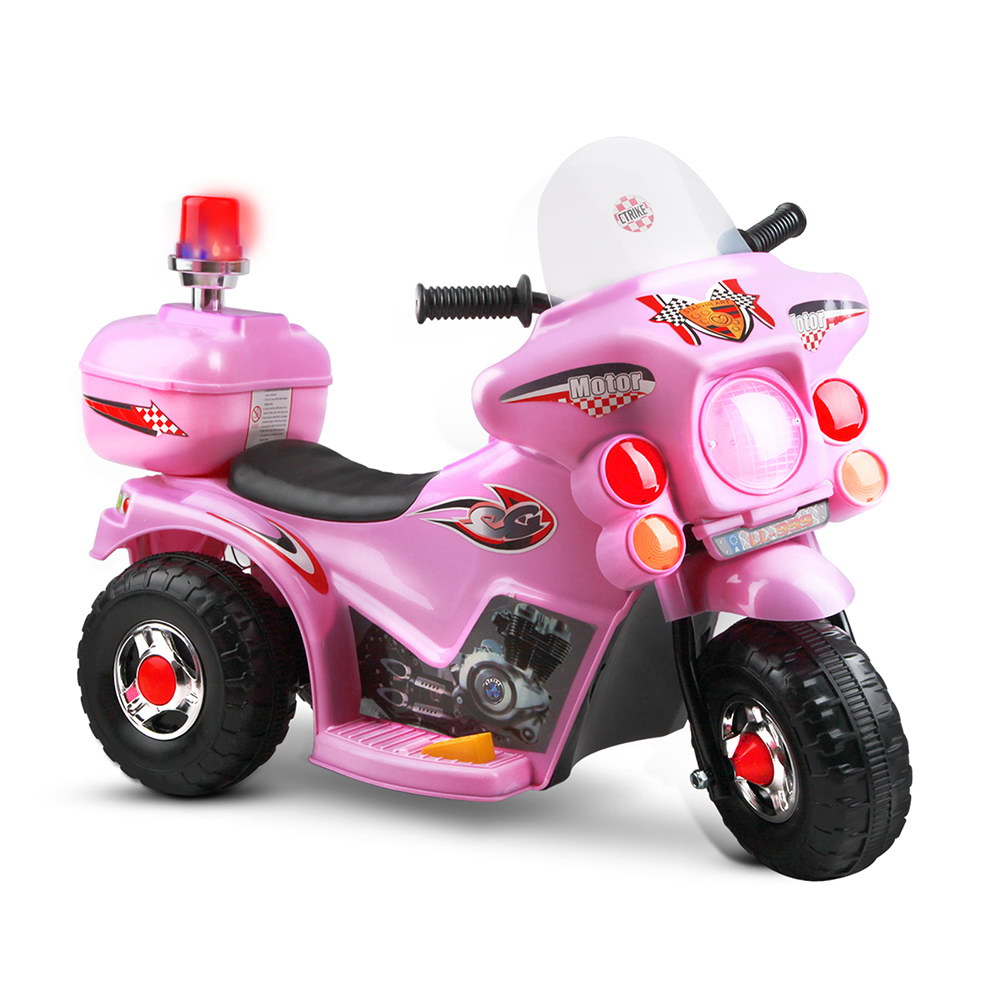 Kids Electric Ride On Police Motorcycle Motorbike 6V Battery Pink