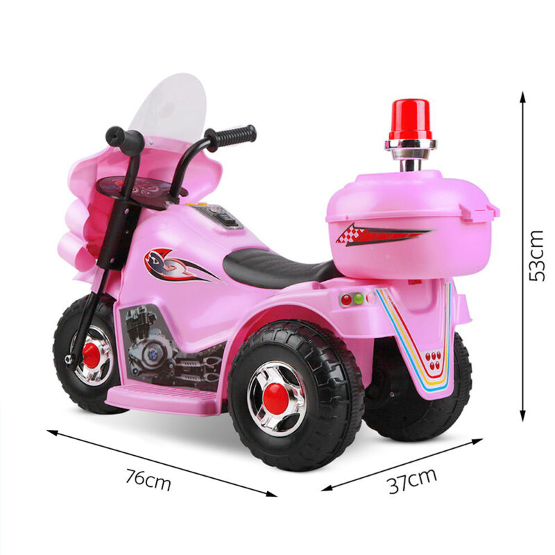 Kids Electric Ride On Police Motorcycle Motorbike 6V Battery Pink