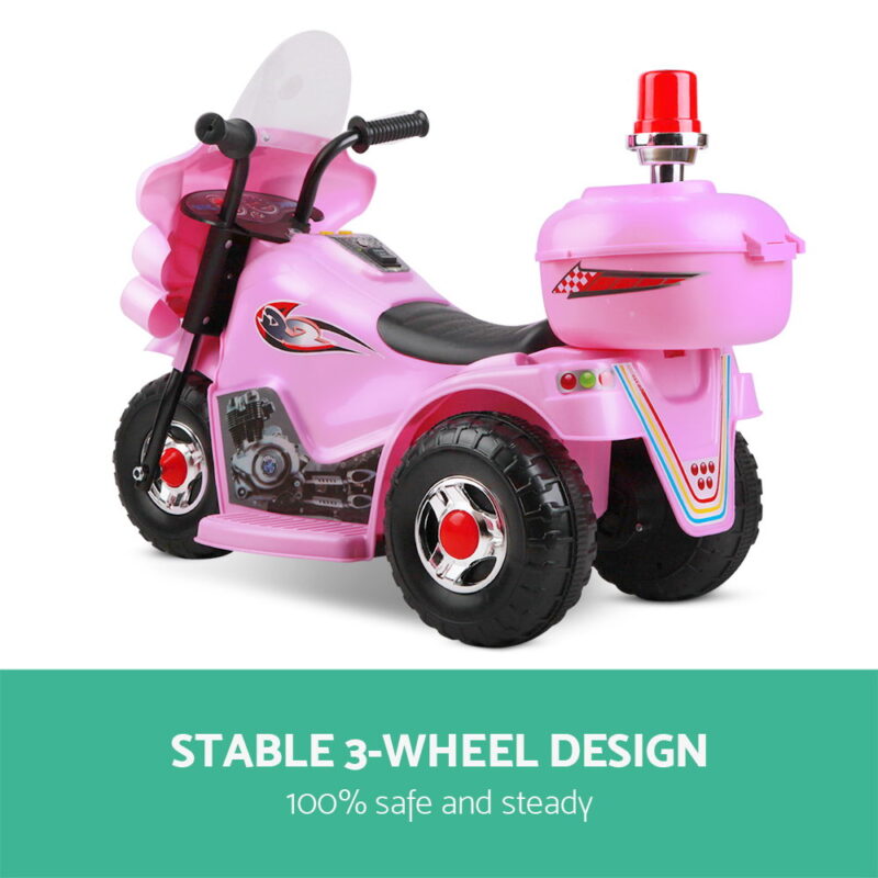 Kids Electric Ride On Police Motorcycle Motorbike 6V Battery Pink