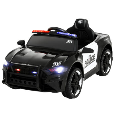 Kids Ride On Car Electric Patrol Police Cars Battery Powered Toys 12V Black