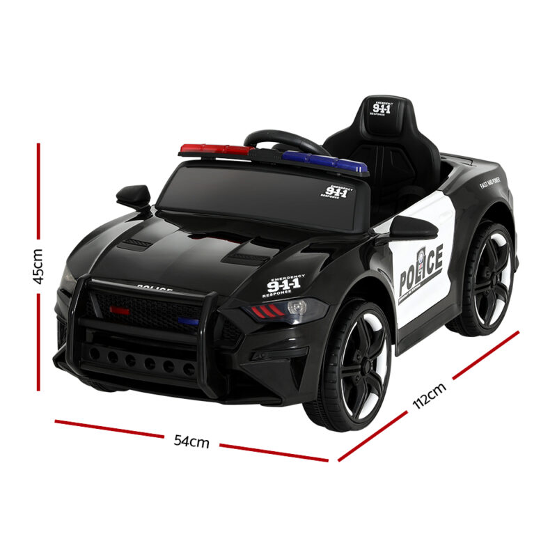 Kids Ride On Car Electric Patrol Police Cars Battery Powered Toys 12V Black