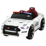 Kids Ride On Car Electric Patrol Police Cars Battery Powered Toys 12V White