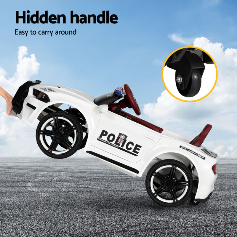 Kids Ride On Car Electric Patrol Police Cars Battery Powered Toys 12V White