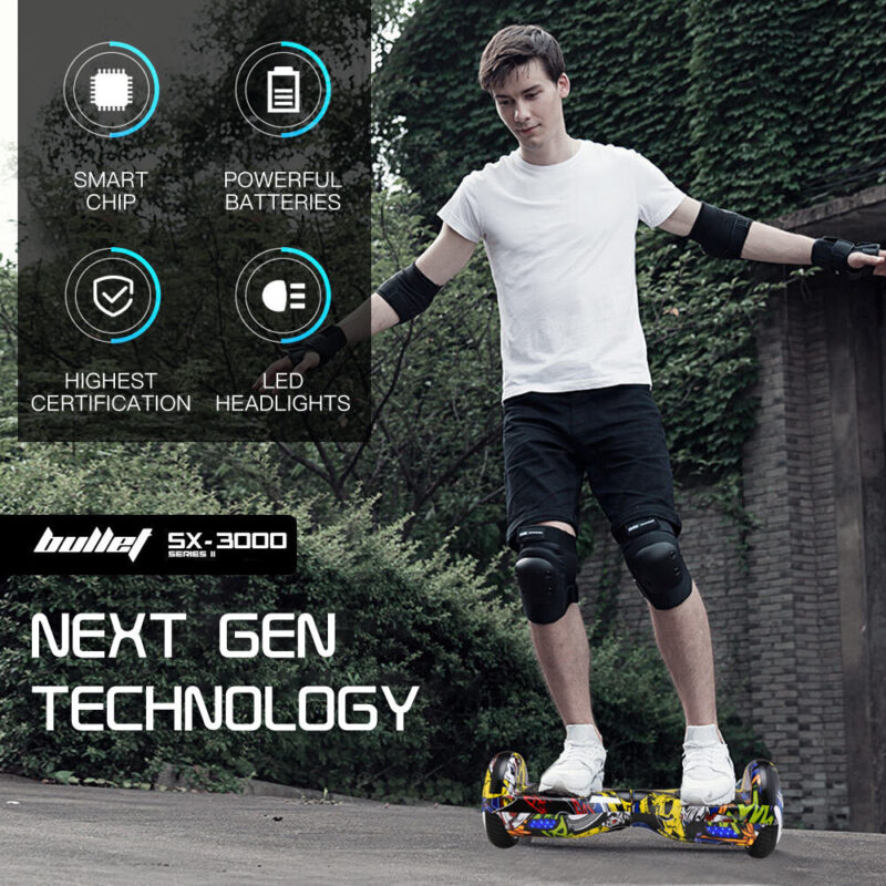 Electric Hoverboard Scooter 6.5 Inch Wheels, Colour LED Lighting, Carry Bag, Gen III Hiphop design