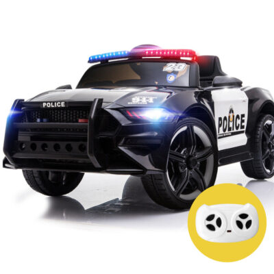 KIDS Ride-On Car Mustang Children Police Patrol Electric Toy w/ Remote Control Black/White