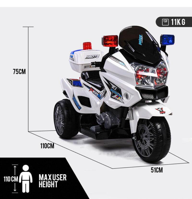 KIDS Electric Ride-On Motorcycle Children Police Patrol Bike Toy Trike