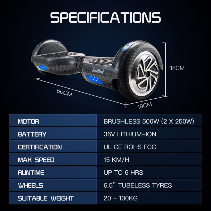 Hoverboard Electric Scooter 6.5 Inch Wheels Self Balancing Gen III Carbon Fiber Style