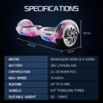 Electric Hoverboard Scooter 6.5 Inch Wheels, Colour LED Lighting, Carry Bag, Gen III Pink Camo