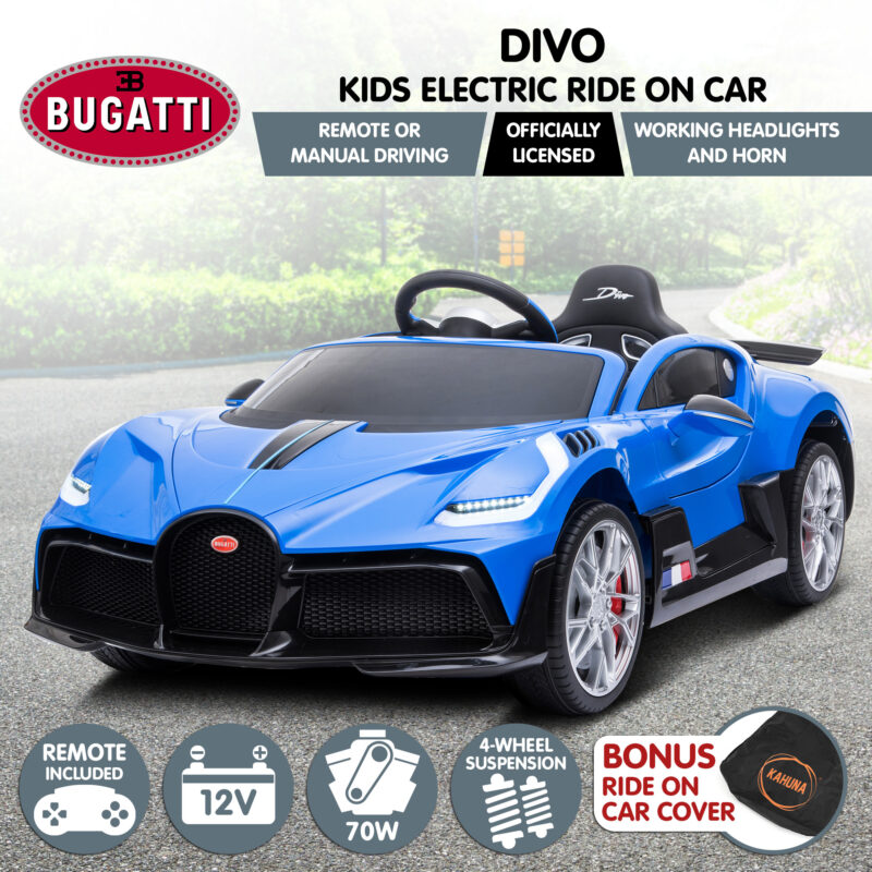 Licensed Bugatti Divo Kids Electric Ride On Car - Blue