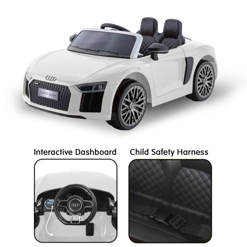 R8 Spyder Audi Licensed Kids Electric Ride On Car Remote Control - White