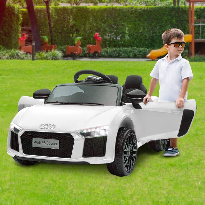 R8 Spyder Audi Licensed Kids Electric Ride On Car Remote Control - White