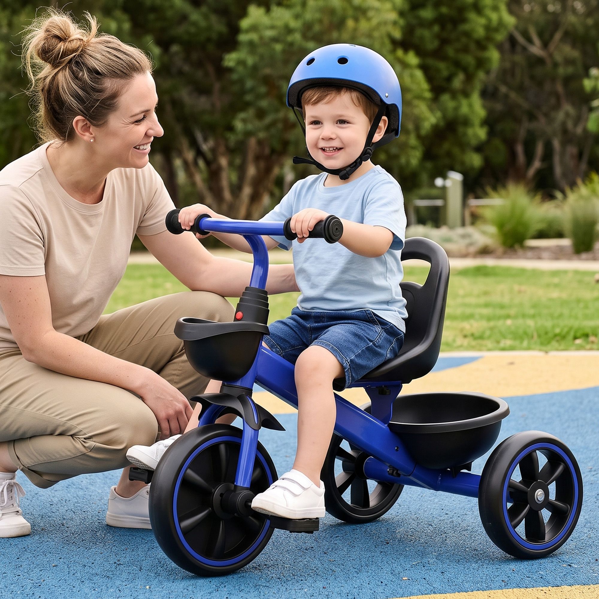 RIGO Tricycle Bike, Kids Bike with 3 wheels, basket Carbon Steel 68cm Blue RIGO Tricycle Bike, Kids Bike with 3 wheels, basket Carbon Steel 68cm Blue