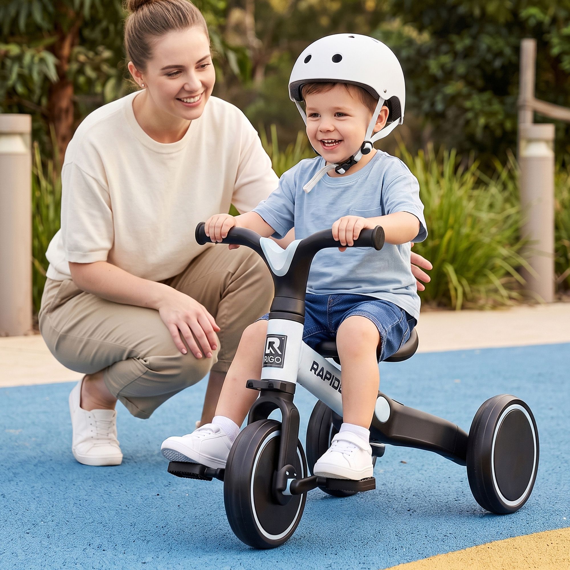 RIGO Tricycle Bike, Kids Bike with 3 wheels, Carbon Steel 70cm White RIGO Tricycle Bike, Kids Bike with 3 wheels, Carbon Steel 70cm White