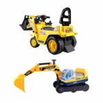 Keezi Kids Ride On Toy Car Bulldozer and Digger with Helmet Outdoor Sandpit Toys Yellow