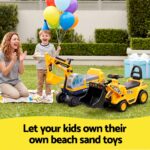 Keezi Kids Ride On Toy Car Bulldozer and Digger with Helmet Outdoor Sandpit Toys Yellow