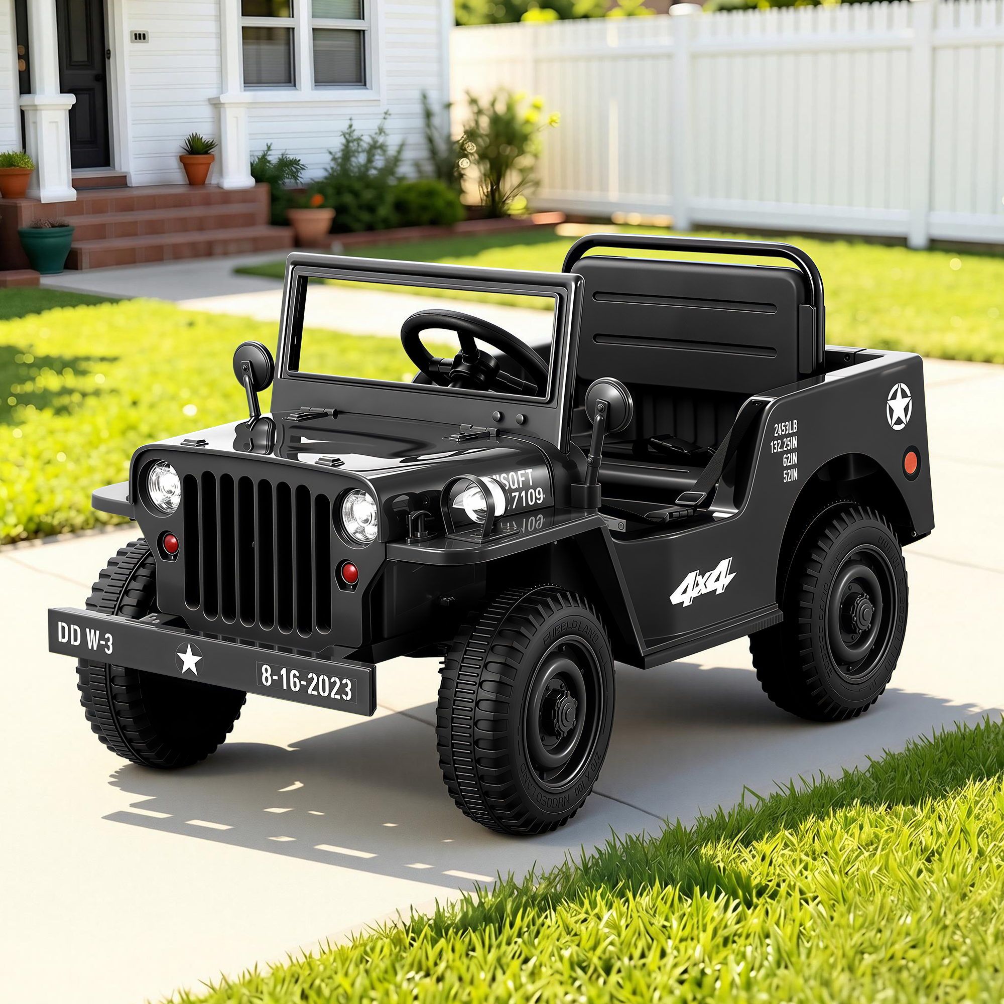Rigo Kids Electric Ride On Car Jeep Military Off Road Toy Cars Remote 12V Black Rigo Kids Electric Ride On Car Jeep Military Off Road Toy Cars Remote 12V Black
