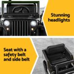 Rigo Kids Electric Ride On Car Jeep Military Off Road Toy Cars Remote 12V Black