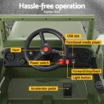 Rigo Kids Electric Ride On Car Jeep Military Off Road Toy Cars Remote 12V Olive