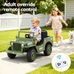 Rigo Kids Electric Ride On Car Jeep Military Off Road Toy Cars Remote 12V Olive