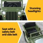 Rigo Kids Electric Ride On Car Jeep Military Off Road Toy Cars Remote 12V Olive