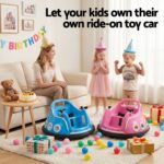 Kids Ride On Car Bumper Electric Toys Cars with Remote Control Stickers Light Blue Pink
