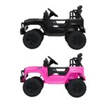 2x Rigo Electric Kids Ride On Car Black Pink Off-Road Ride-On Toy with Remote Control Horn Music