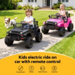 2x Rigo Electric Kids Ride On Car Black Pink Off-Road Ride-On Toy with Remote Control Horn Music