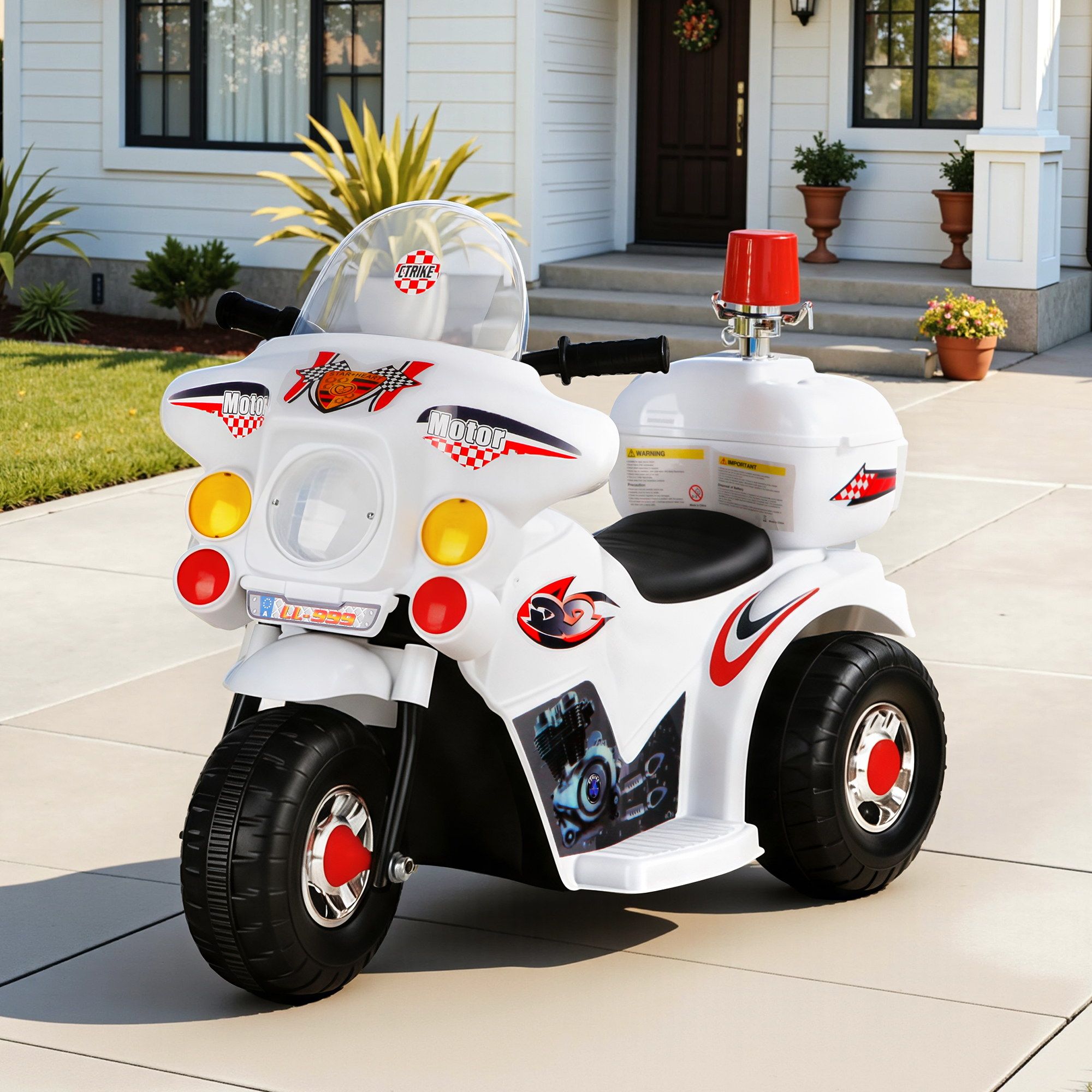 Rigo Kids Electric Ride On Police Motorcycle Motorbike 6V Battery White Rigo Kids Electric Ride On Police Motorcycle Motorbike 6V Battery White
