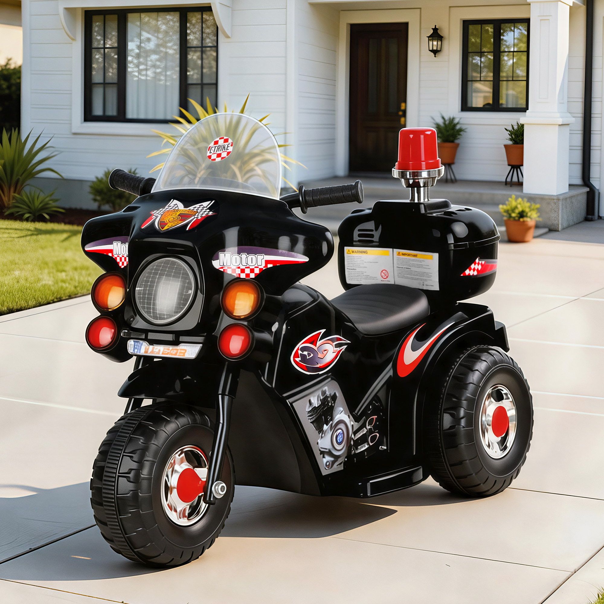 Rigo Kids Electric Ride On Police Motorcycle Motorbike 6V Battery Black Rigo Kids Electric Ride On Police Motorcycle Motorbike 6V Battery Black