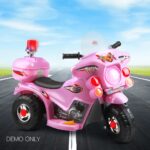 Rigo Kids Electric Ride On Police Motorcycle Motorbike 6V Battery Pink