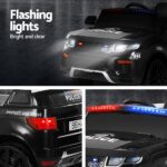 Rigo Kids Electric Ride On Patrol Police Car Horn Music Remote Black