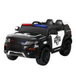 Rigo Kids Electric Ride On Patrol Police Car Horn Music Remote Black