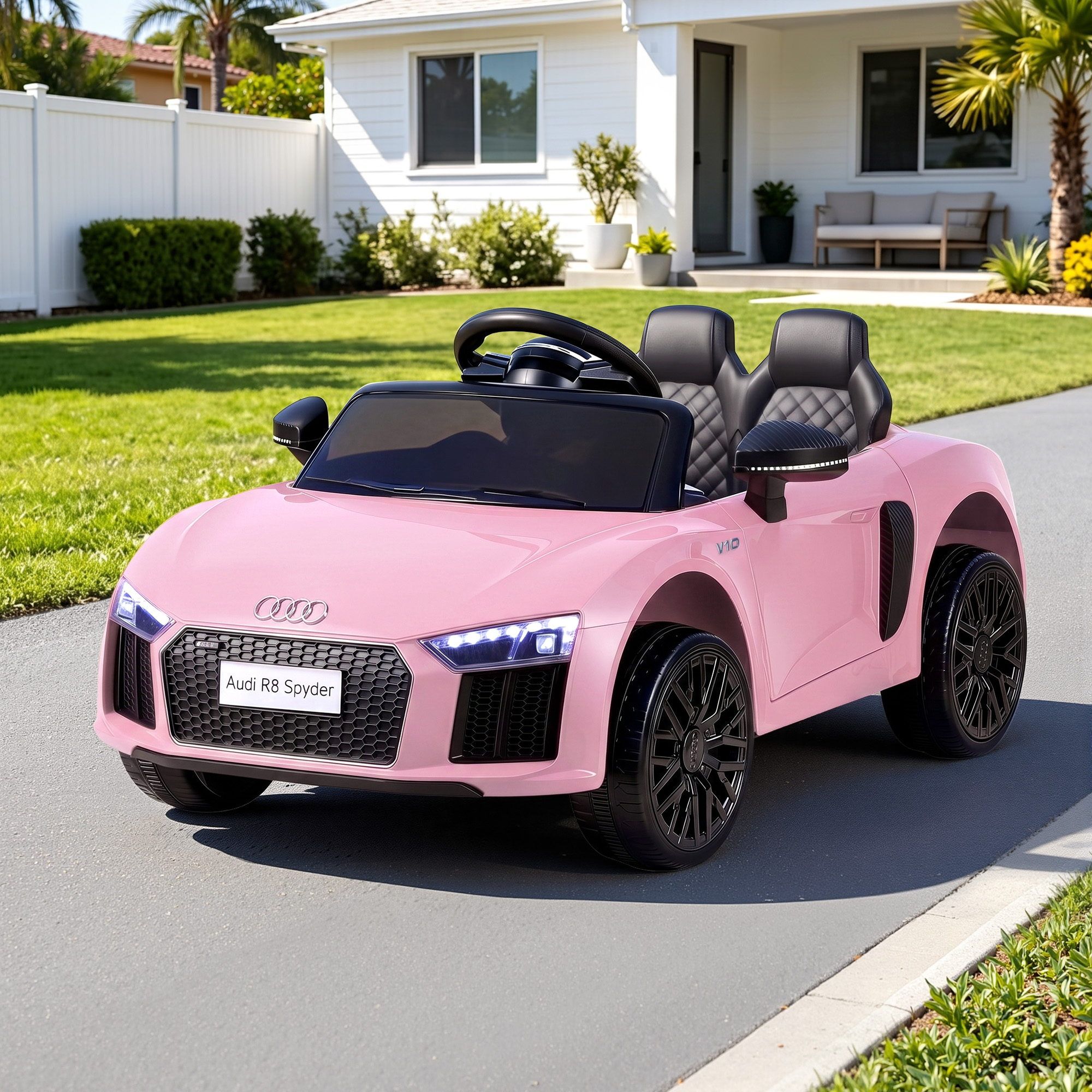 Ride On Car Licensed Audi R8 12V Electric Car for Kids Battery Pink Ride On Car Licensed Audi R8 12V Electric Car for Kids Battery Pink