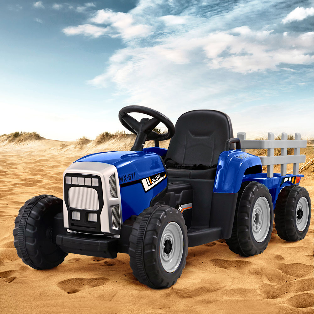 Rigo Kids Electric Ride On Car Tractor Toy Cars 12V Blue Rigo Kids Electric Ride On Car Tractor Toy Cars 12V Blue