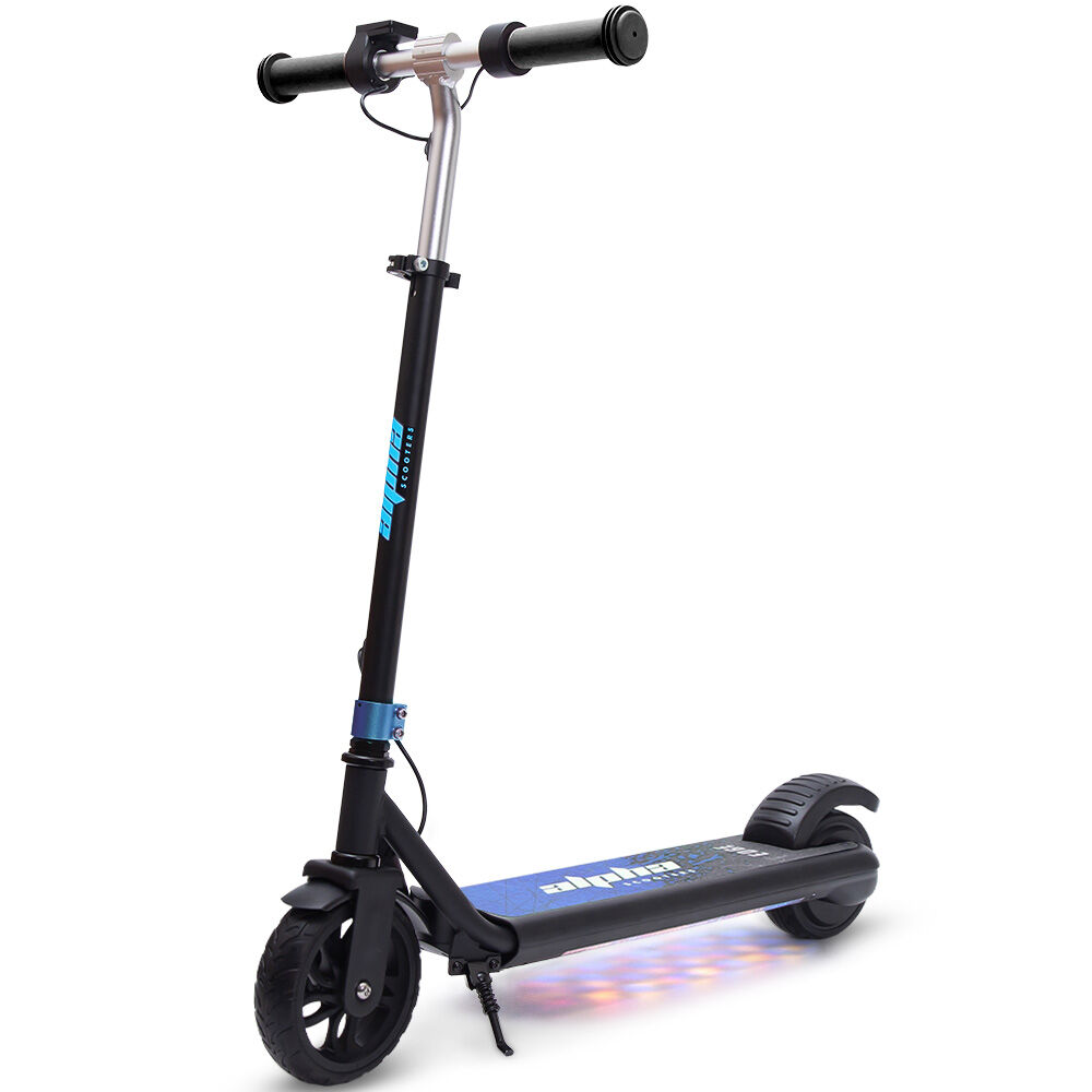 ALPHA Edge Electric Scooter Kids/Teens, 16km/h Max, Adjustable Height, UL Certified, AU Compliant, Dual Brakes, Bluetooth Music, LED, Blue ALPHA Edge Electric Scooter Kids/Teens, 16km/h Max, Adjustable Height, UL Certified, AU Compliant, Dual Brakes, Bluetooth Music, LED, Blue
